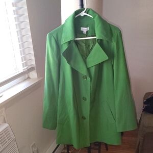 Susan Graver Vibrant Green Trench Coat